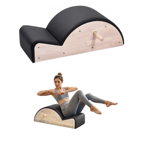 VEVOR Pilates Spine Corrector, Home Gym Yoga Pilates Accessory, Rubber Wood Fitness Training Tool, Arc Fitness Body Workout Equipment, for Spine Exercises, Balance, Core Strengthening, and Stretching