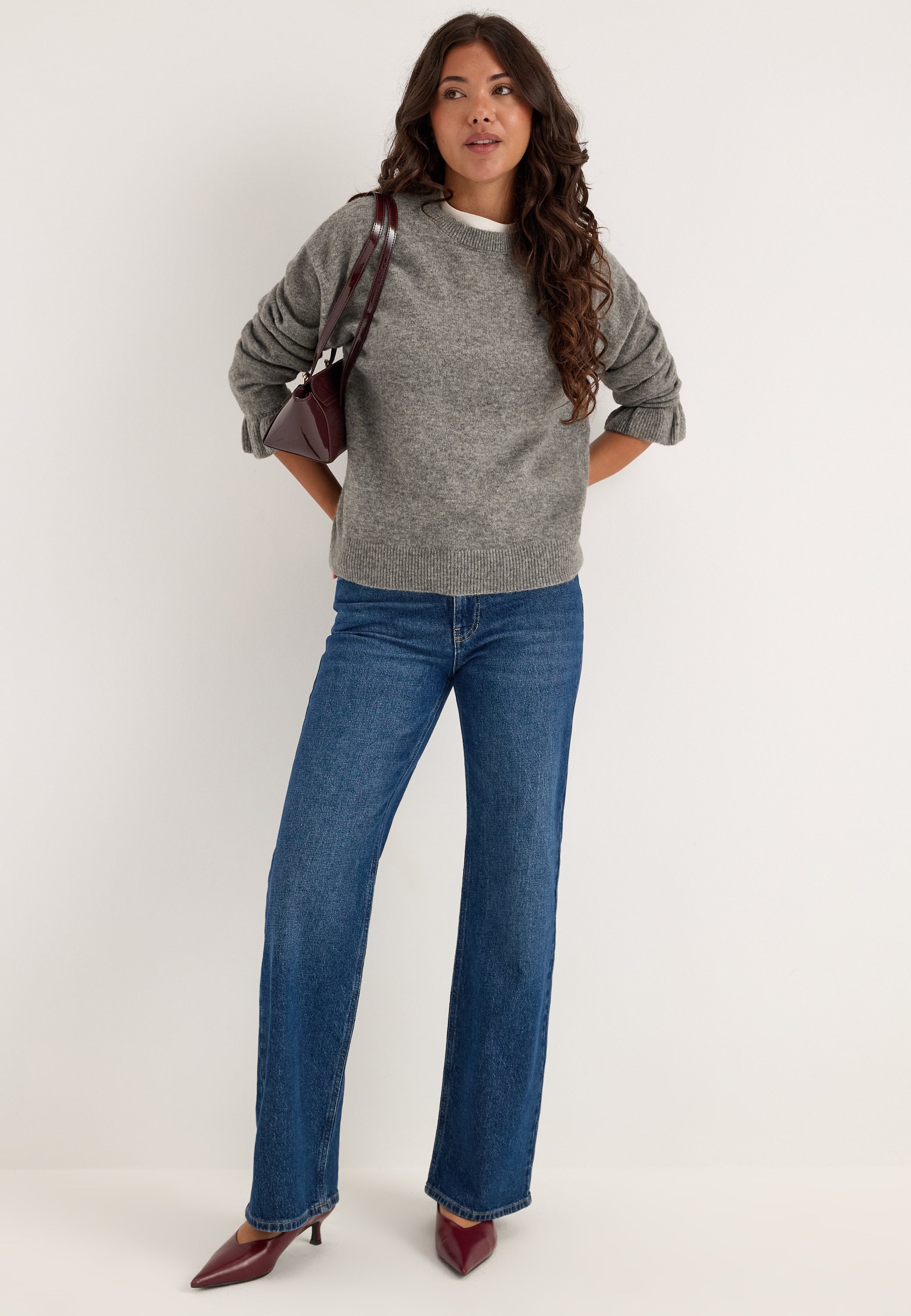PIECES Oversized neulepaita 'PCSALLY'  meleerattu harmaa
