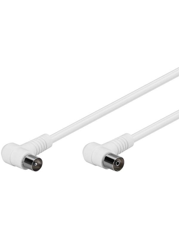 Goobay Vinklad antennkabel (80 dB), dubbelskärmad koaxial-plugg 90° > koaxial-uttag 90° (helt skärmad)