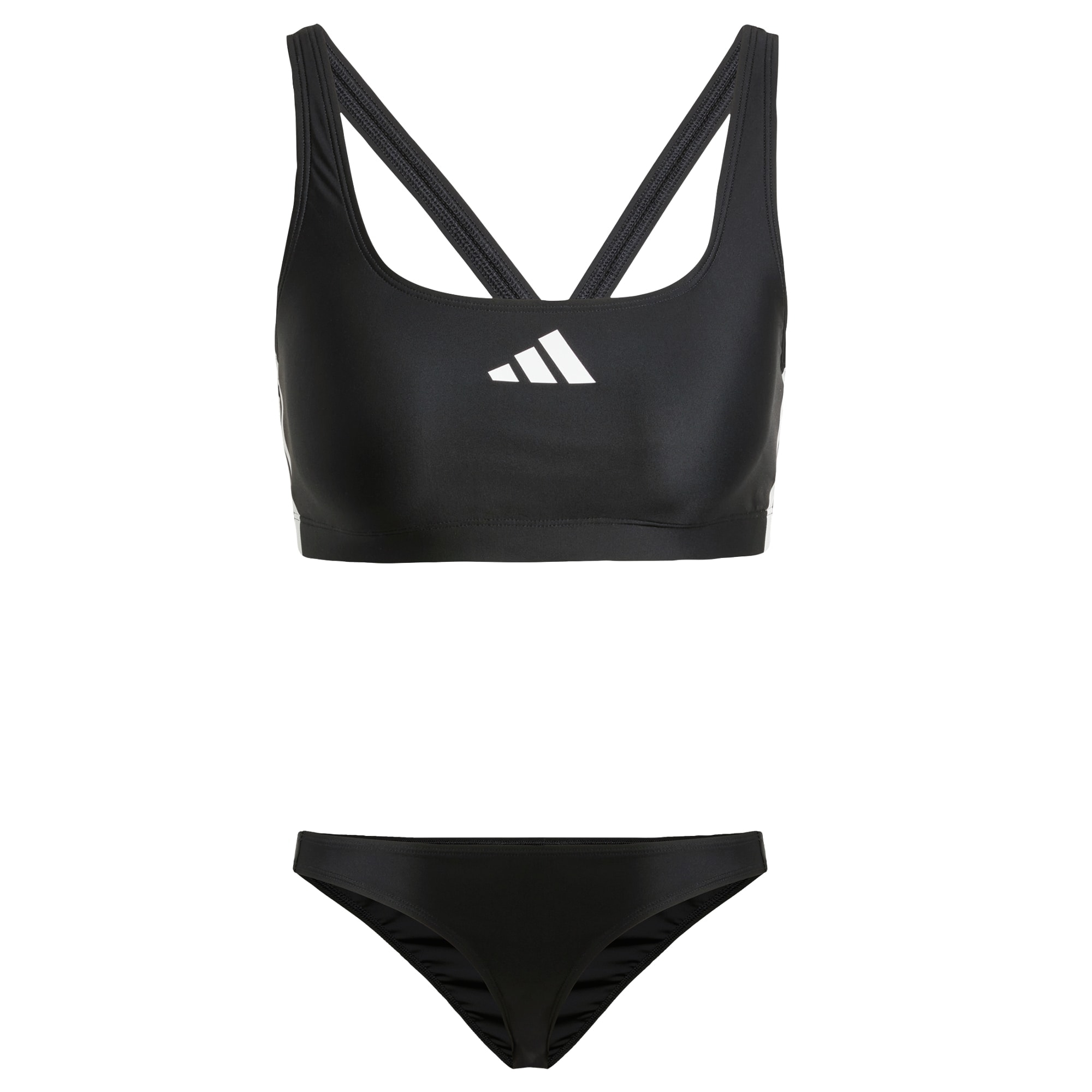ADIDAS PERFORMANCE Urheilubikinit '3-Stripes V-Back' musta / valkoinen