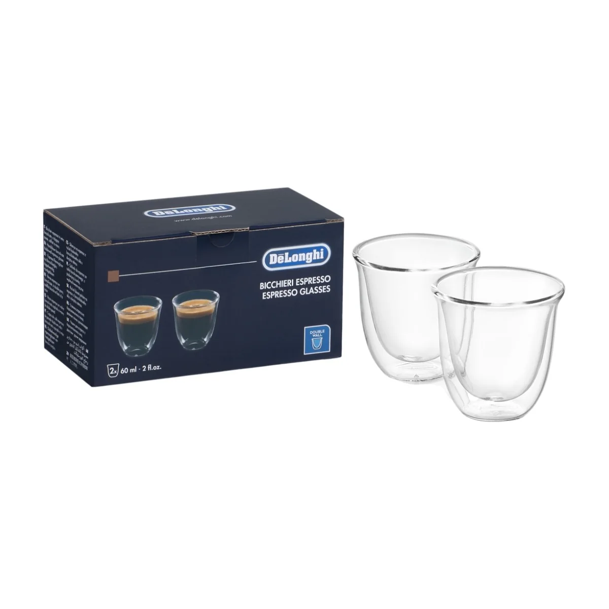 De’Longhi DLSC310, Läpinäkyvä, Lasi, Pyöreä, 2 kpl, Kirkas, 90 ml