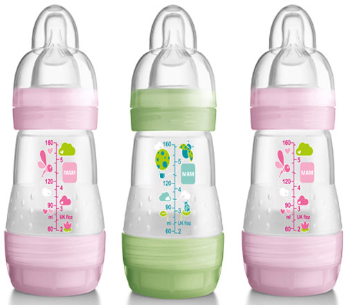 MAM 160ml 0+mdr koliikkivastainen pullo - 3 Pack vaaleanpunainen