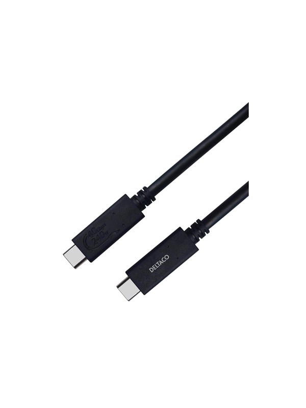 DELTACO USB4 Gen 3 -kaapeli, USB-C - USB-C, 5A EPR, 0,8m, musta USBC-4008 Vastaa: N/A
