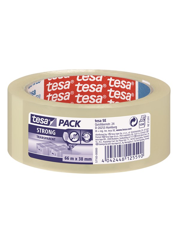 tesa pack Strong Packaging Tape 66m x 38mm Läpinäkyvä