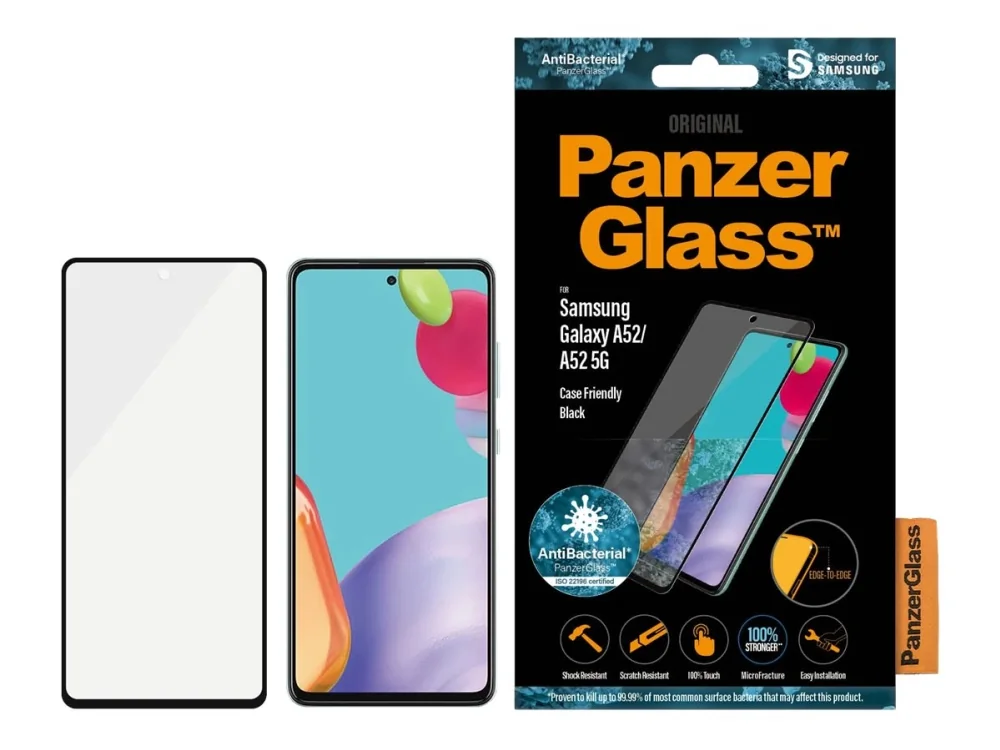 PanzerGlass™ | Koteloystävällinen - Skærmbeskytter matkapuhelimeen - Reunasta reunaan sopiva - rammefarve lajittelu | Samsung Galaxy A52/A52 5G