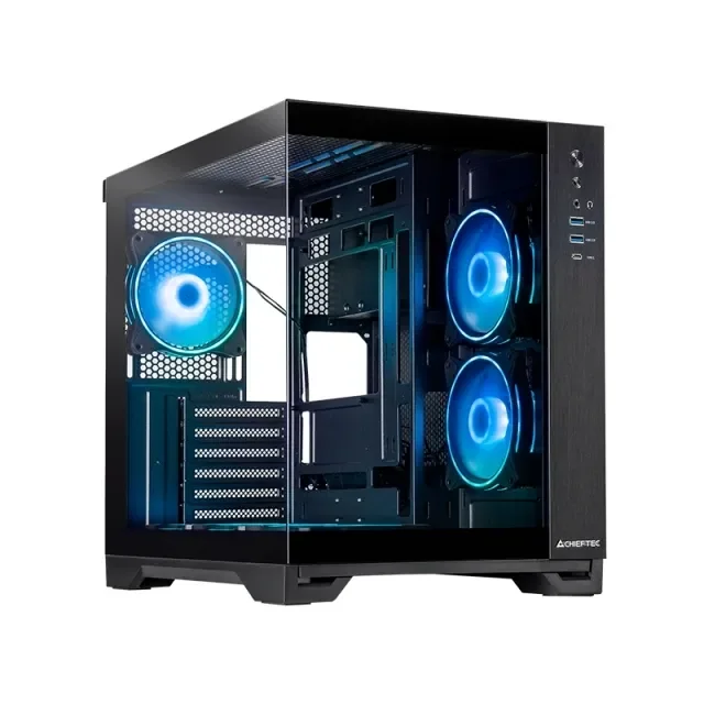 CHIEFTEC Visio GM-30B-TG-OP -miditornikotelo ikkunalla ja RGB-valaistuksella, musta