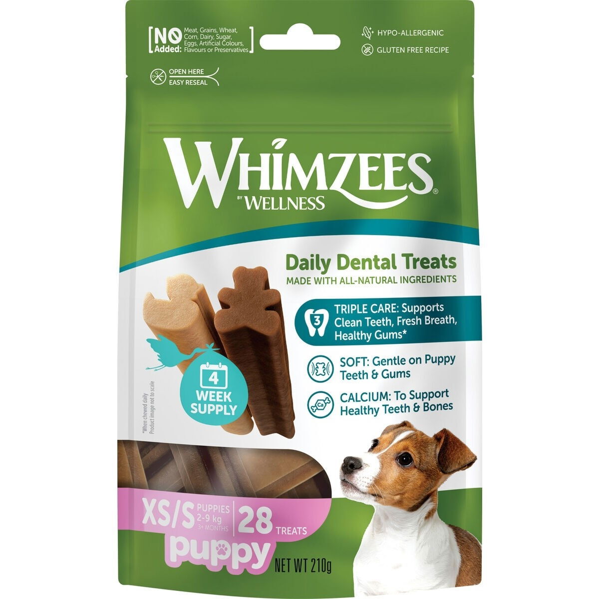 Whimzees Puppy hammashoitoherkku, XS/S, 28 kpl, 210 g