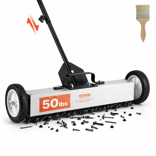 VEVOR 22.7 kg Rolling Magnetic Sweeper with Wheels, Push-Type Magnetic Pick Up Sweeper, 74 cm Large Magnet Pickup Lawn Sweeper with Telescoping Handle, Easy Cleanup of Workshop Garage Yard