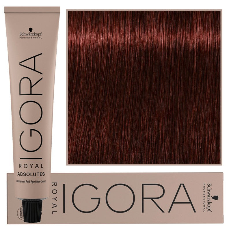 Schwarzkopf Professional Igora Royal Absolutes Kollageenipohjainen pysyvä hiusväri 60 ml 5-80 | Vaaleanruskea luonnollinen punainen