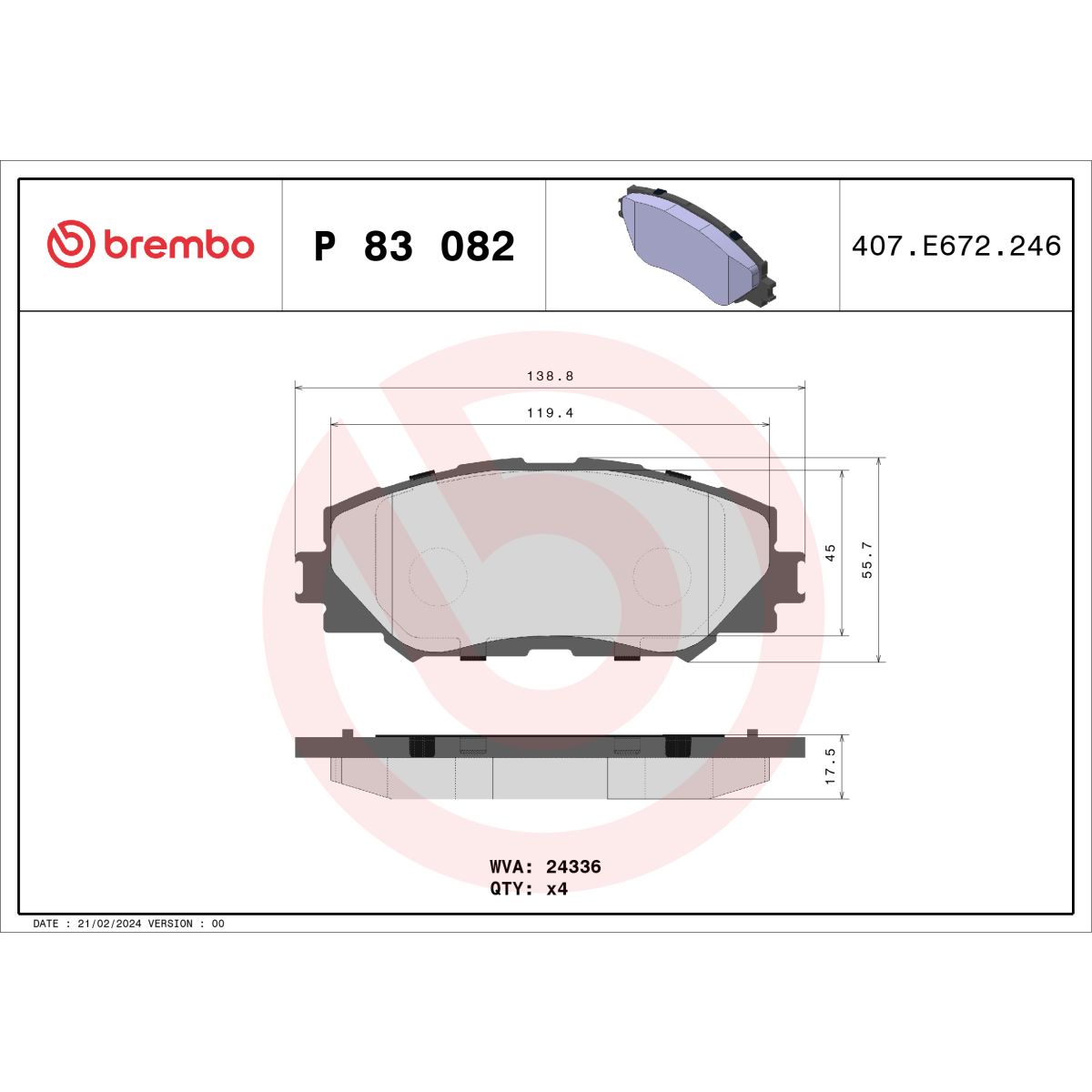 Jarrupalat, levyjarru BREMBO P 83 082