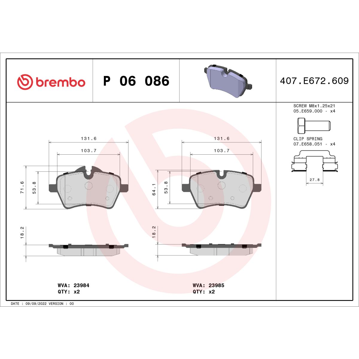 Jarrupalat, levyjarru BREMBO P 06 086