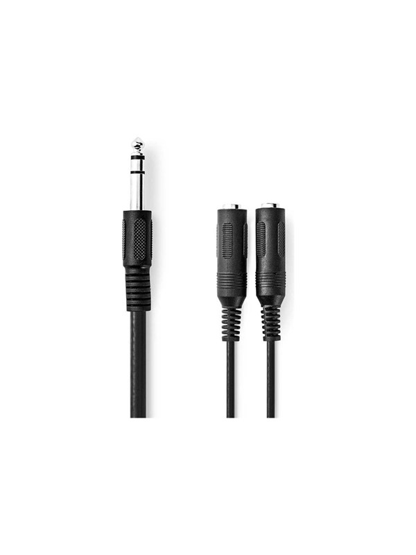 Nedis Stereoäänikaapeli | 6.35 mm uros | 2x 6.35 mm naaras | Niklattu | 0.20 m | Pyöreä | Laatikko