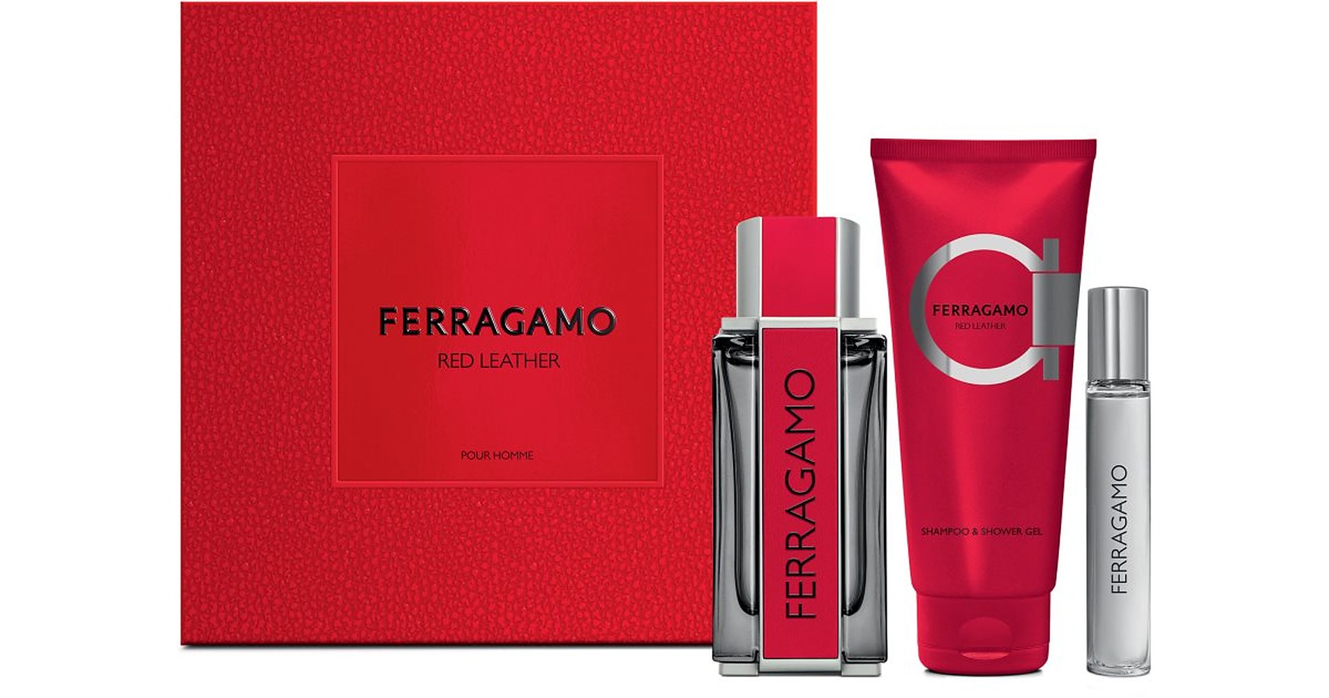 Ferragamo Punainen nahkainen lahjarasia miehille