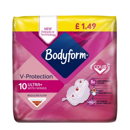 Bodyform V-Protection Ultra Terveyssiteet Siivekkeillä - 10 kpl