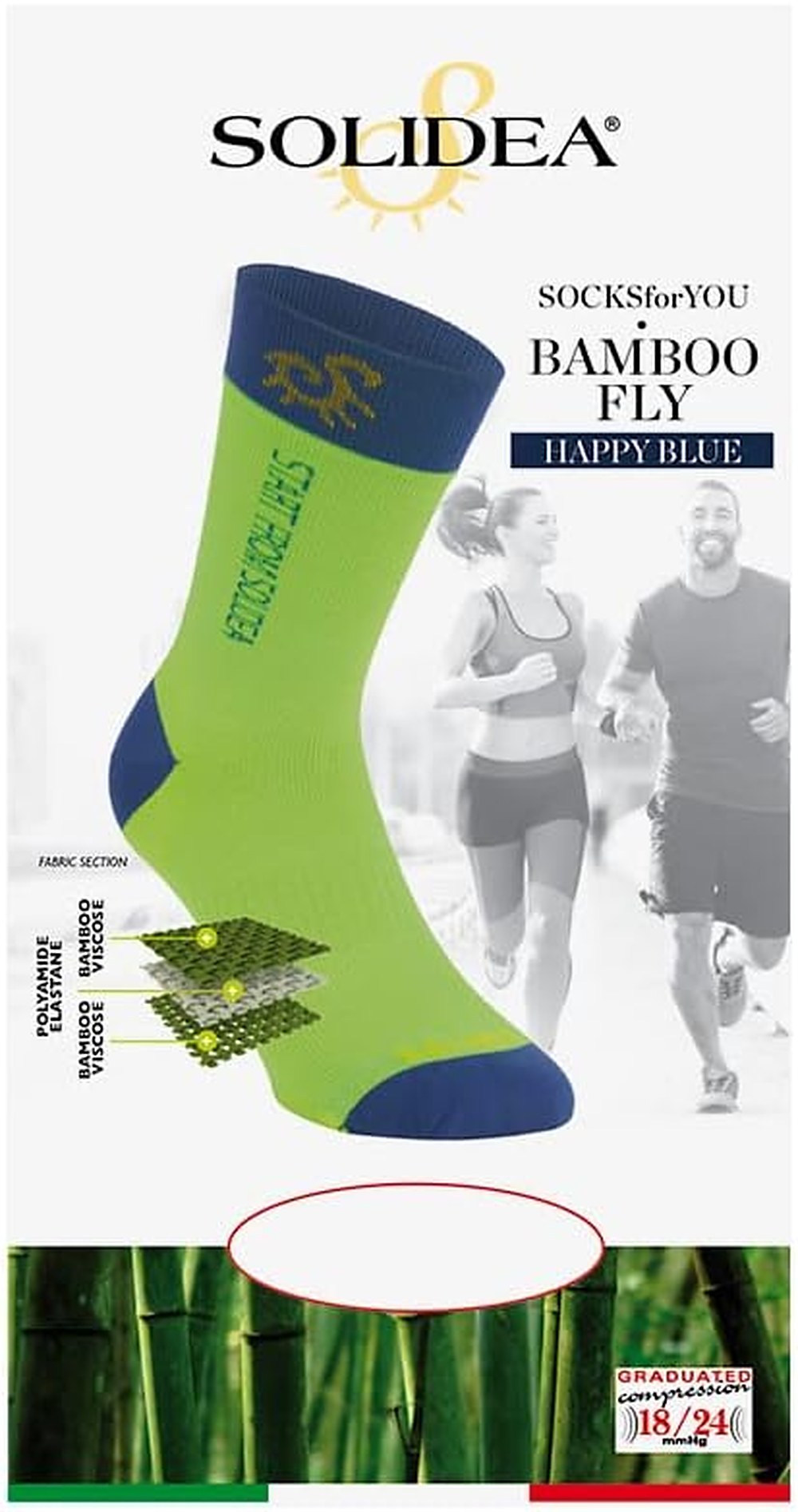 Solidea Sukat For You Bamboo Fly Happy Blue Compression 18 24mmHg Musta 1S