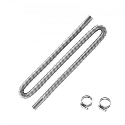 VEVOR Exhaust Hose, 1490mm Stainless Steel Exhausts Hose, Diesel Heater Flexible Exhaust Pipe with 2 Hose Clamps, Exhausts Hoses Kit Diesel Heater Accessories for 2KW 5KW 8KW Diesels Heaters