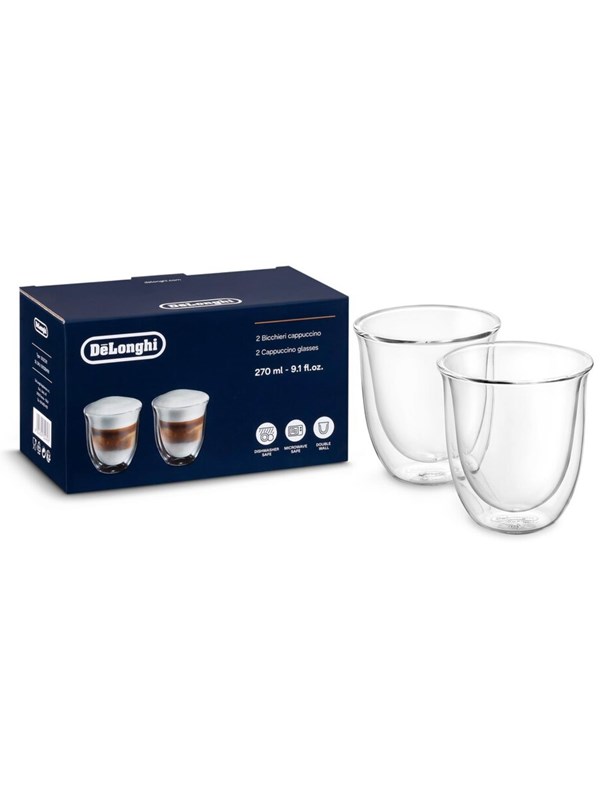 De'Longhi kaksoisseinäiset cappuccinolasit, 90 ml, 2 kappaletta