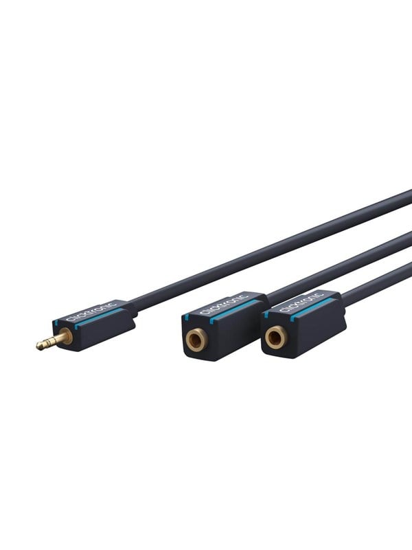 ClickTronic 3,5 mm AUX-adapterkabel, stereo Premium-kabel | 1x 3,5 mm jackkontakt 2x 3,5 mm jackkontakt | 0,1 m | OFC innerledare