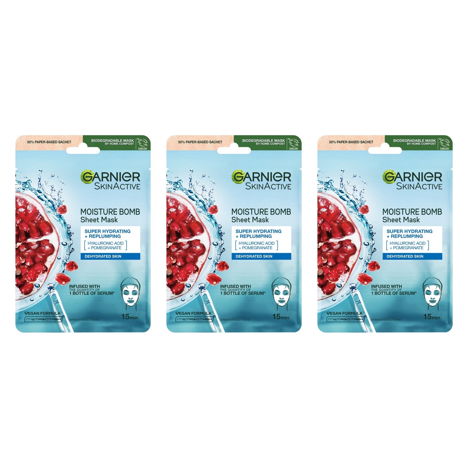 Garnier Hydration Boost Mask Trio 3 X 28 g Sheet Masks - 84 g