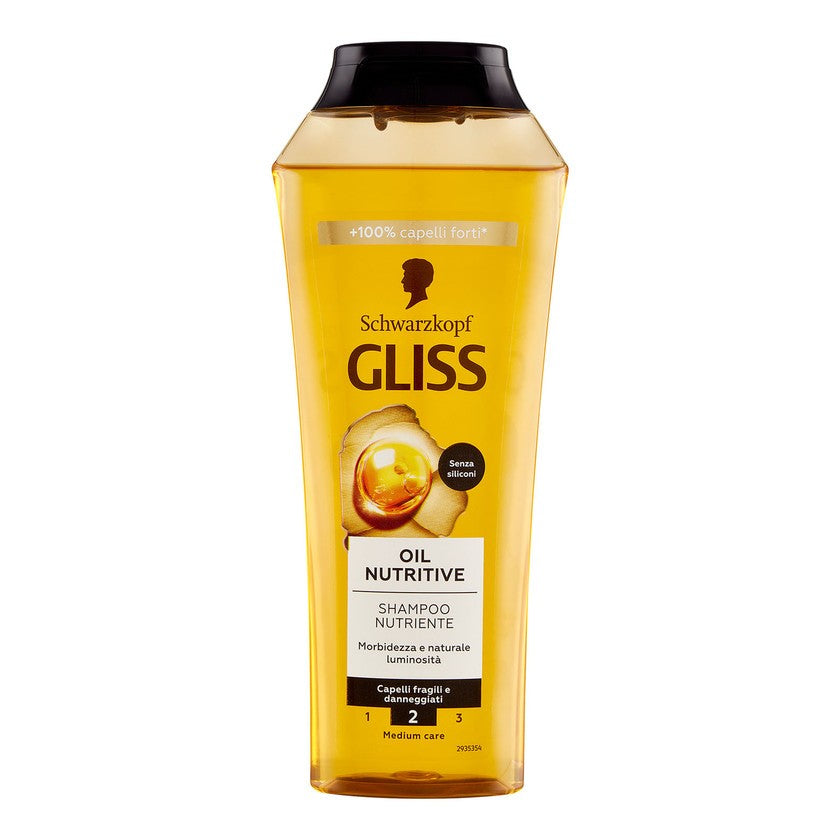 Gliss Ravitseva öljyshampoo hauraille ja vaurioituneille hiuksille 250 ml
