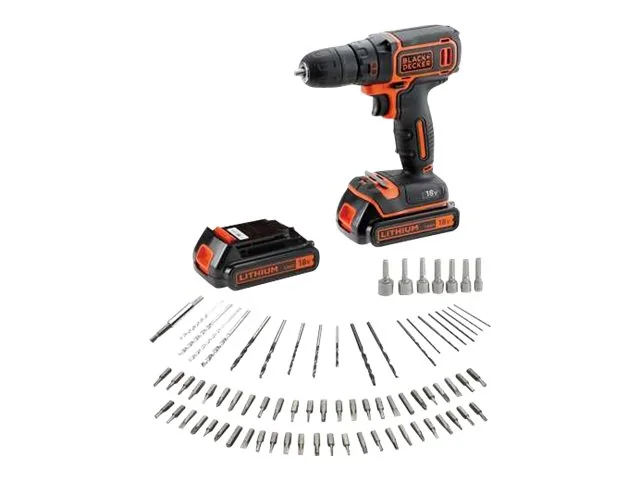 BLACK+DECKER BDCDC18BAFC - Porakone/porakone - akkuporakone - 1-nopeuksinen - avaimeton porakori 10 mm - 30 N-m - 2 akkua - 18 V