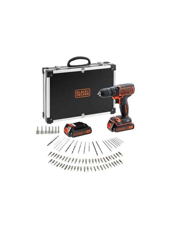 BLACK+DECKER BDCDC18BAFC - Porakone/porakone - akkuporakone - 1-nopeuksinen - avaimeton porakori 10 mm - 30 N-m - 2 akkua - 18 V