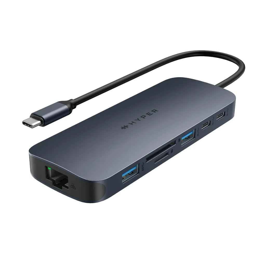 Hyper HyperDrive EcoSmart Gen.2 Dual HDMI Universal USB-C 11-in-1 -keskitin 140 W PD3.1 Power Pass-thru -virransyöttölaitteella varustettuna