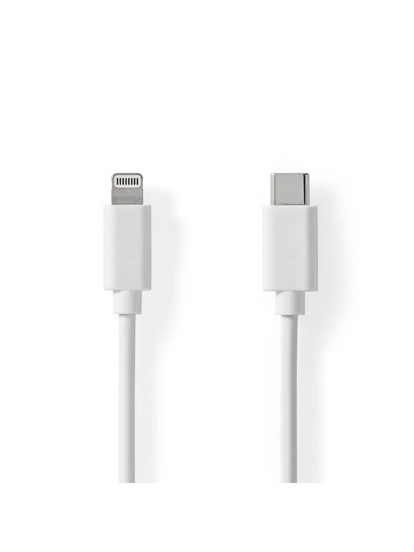 Nedis Lightning Kaapeli | USB 2.0 | Apple Lightning 8-Pin | USB-CTM Uros | 480 Mbps | Niklattu | 1.00 m | Pyöreä | PVC | Valkoinen | Label