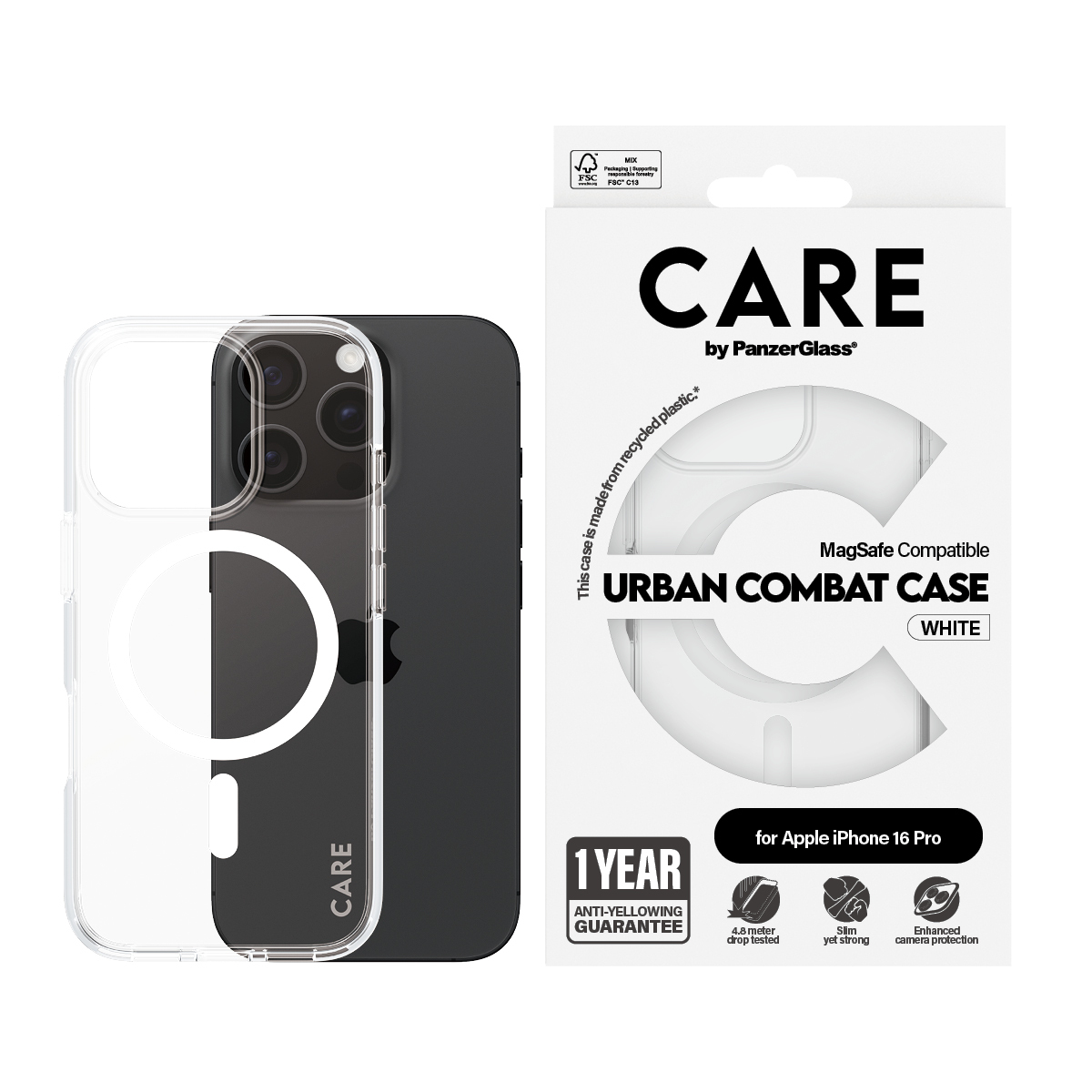 Panzerglass Care Urban Combat Case Magsafe Iphone 16 Pro Läpinäkyvä