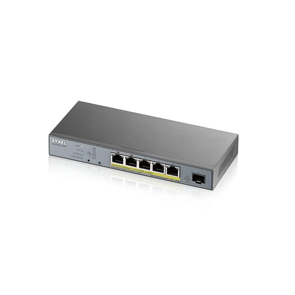 ZyXEL GS1350-6HP - Hallittava Power over Ethernet -valvontakytkin, Harmaa