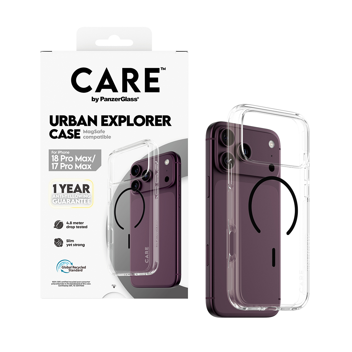 CARE by PanzerGlass Urban Explorer Case Transparent w. Black MagSafe Apple iPhone 18 Pro Max | 17 Pro Max