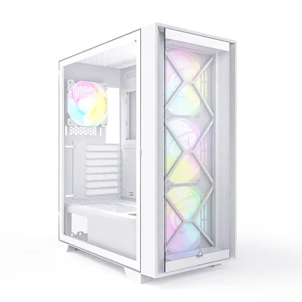 Montech AIR 1000 Premium -miditornikotelo RGB-valaistuksella, valkoinen