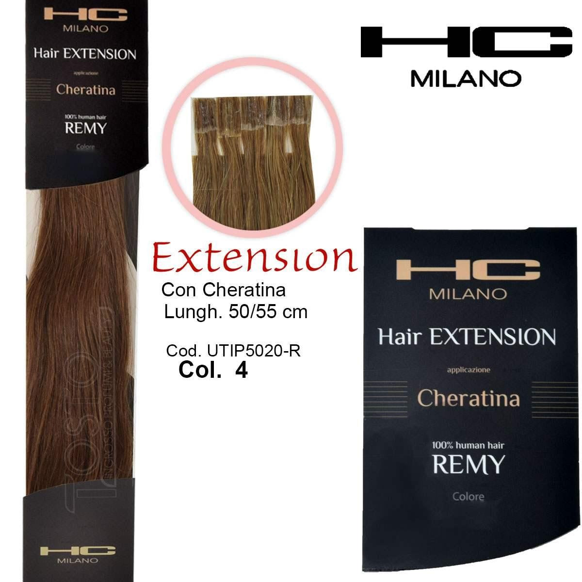 Hc Milano Remy-keratiinihiuspidennys 50/55 cm 20 kappaletta väri 4 kastanja