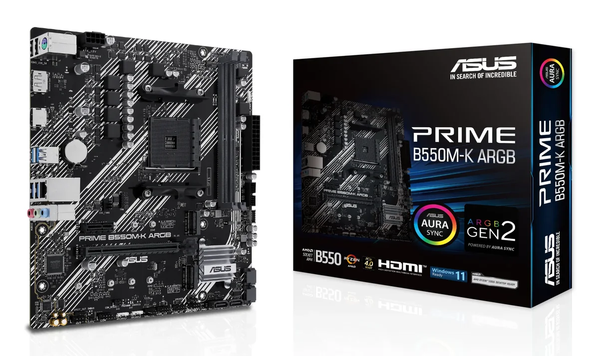 ASUS PRIME B550M-K ARGB Emolevy - AMD B550 - AMD AM4 - DDR4 RAM - Micro-ATX