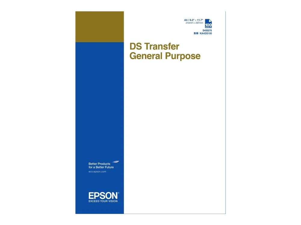Epson DS Transfer General Purpose A4-arkit, A4 (210x297 mm), Mustesuihkutulostus, SureColor SC-F500, Japani, 220 mm, 308 mm