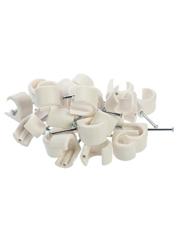 Nordic Quality Kabelklipps rund 14-20mm, Vit, 25 st