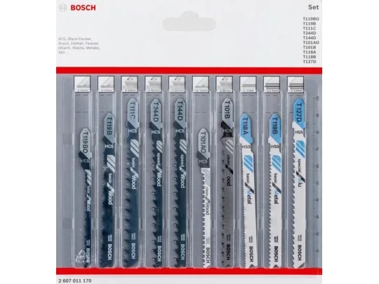 Bosch 2 607 011 170, Kuviosahanterä, Metalli, Puu, Musta, Harmaa, Valkoinen, 10 kpl