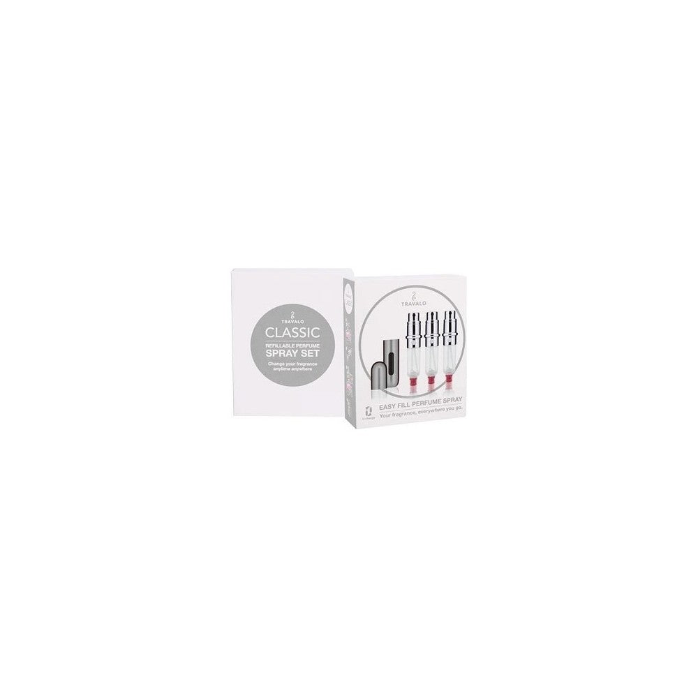 Travalo SARJA Travalo Classic HD -täyttöpullo 3x5 ml + hopeinen kotelo