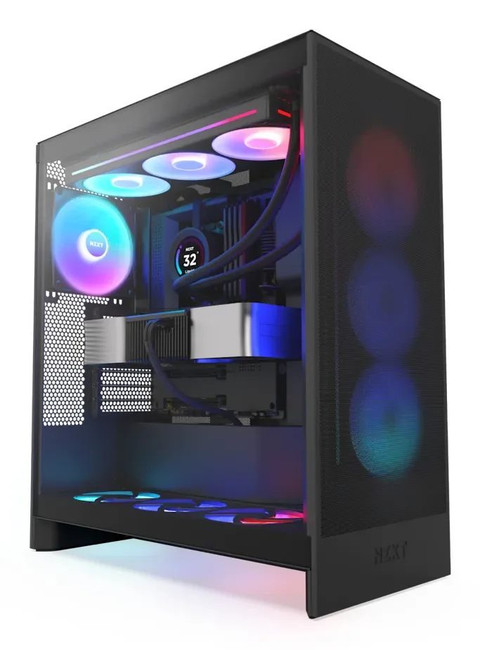 NZXT H7 Flow RGB (2024) -miditornikotelo ikkunalla, musta