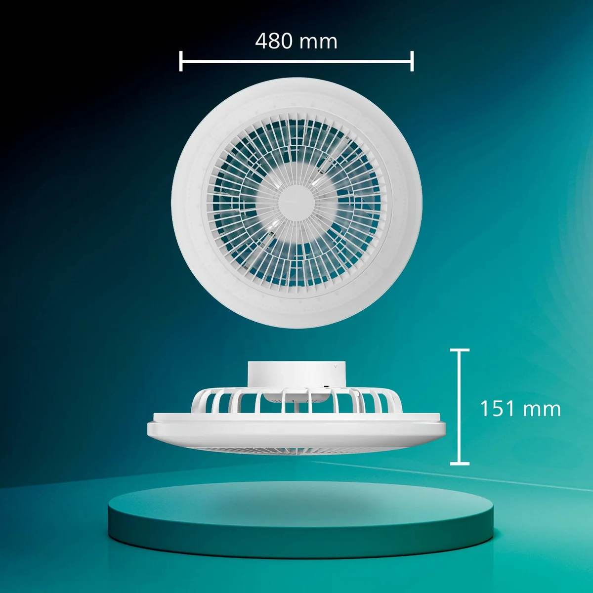 Philipsin LED-kattotuuletin Amigo, valkoinen, 48 cm, CCT, RGB