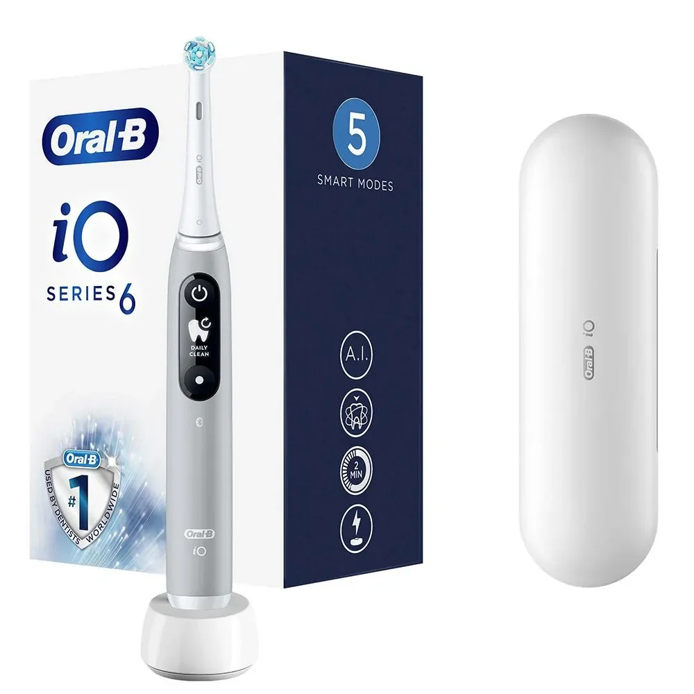 Oral-B iO 4210201381686, Pyörivä hammasharja, Päivittäinen käyttö, Ienhoito, Intense, Herkkä, Valkaisu, Harmaa, Harmaa, Pyöreä, Akku