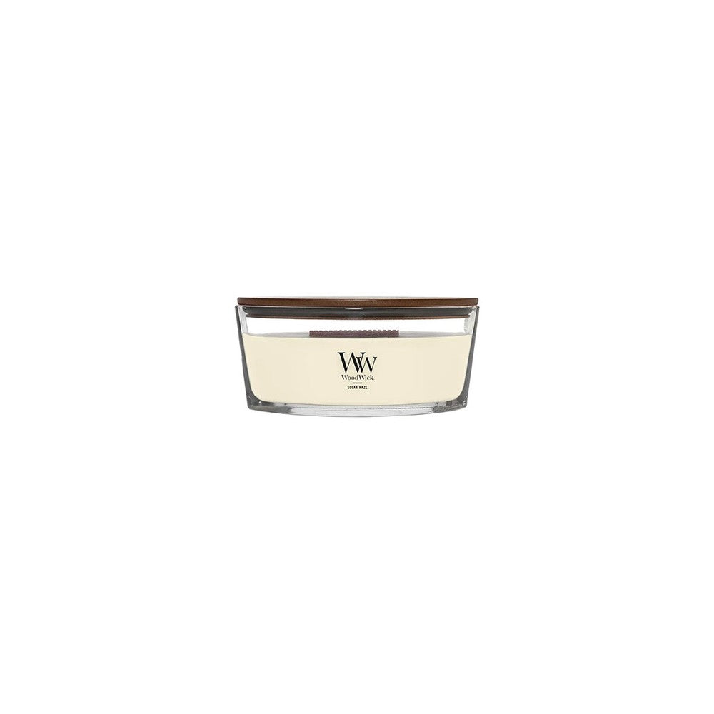 Woodwick Solar Haze -tuoksukynttilä puisella sydämellä (Hearthwick) 453g