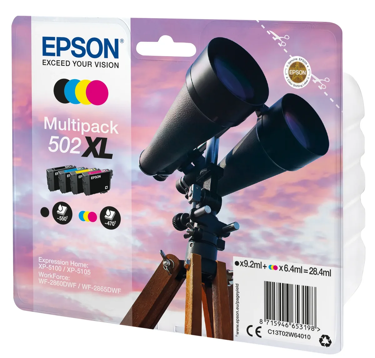 Epson Muste Monipakkaus (bk/c/m/y) 502xl - Xp-5100/5105/wf-2860