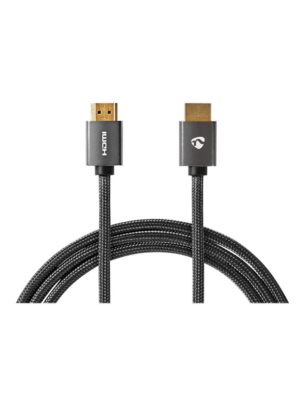 Nedis High Speed HDMI TM Kaapeli Ethernet | HDMITM liitin | HDMITM liitin | 4K@60Hz | ARC | 18 Gbps | 3.00 m | Pyöreä | Puuvilla | Gun Metal Harmaa | Laatikko kannella ja ikkunalla