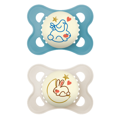 MAM Night Bird, Rabbit & Moon Design 0–6 kk Tutti – 2 kpl