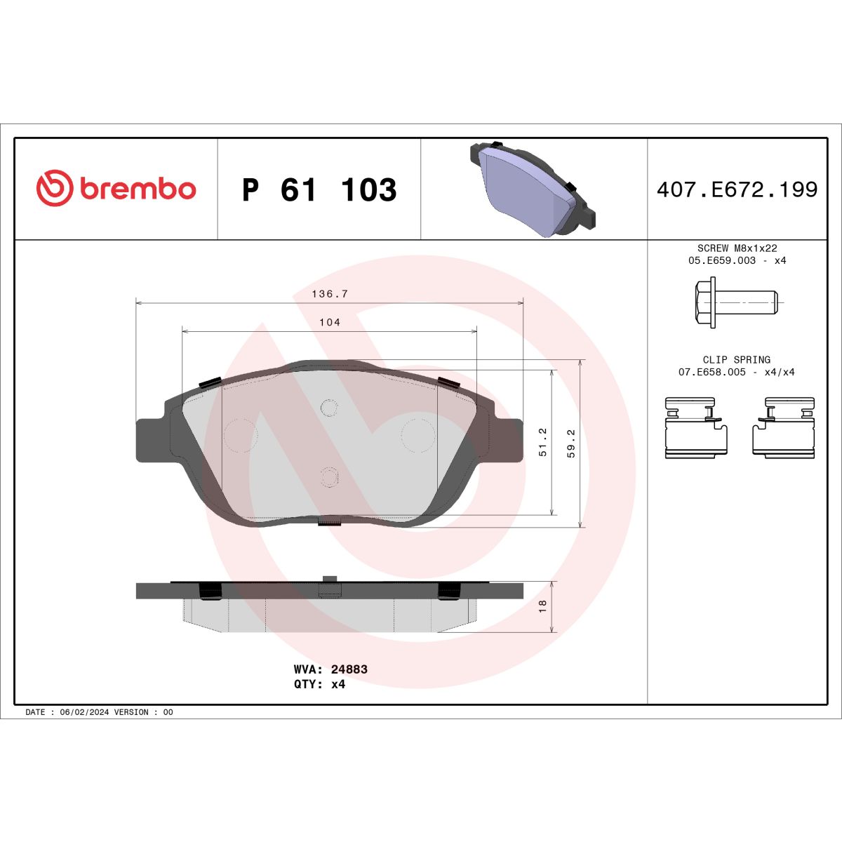 Jarrupalat, levyjarru BREMBO P 61 103