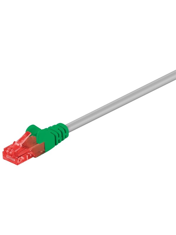 Goobay CAT 6 korsad patchkabel, U/UTP, grå, grön kopparklädd aluminiumledare (CCA)