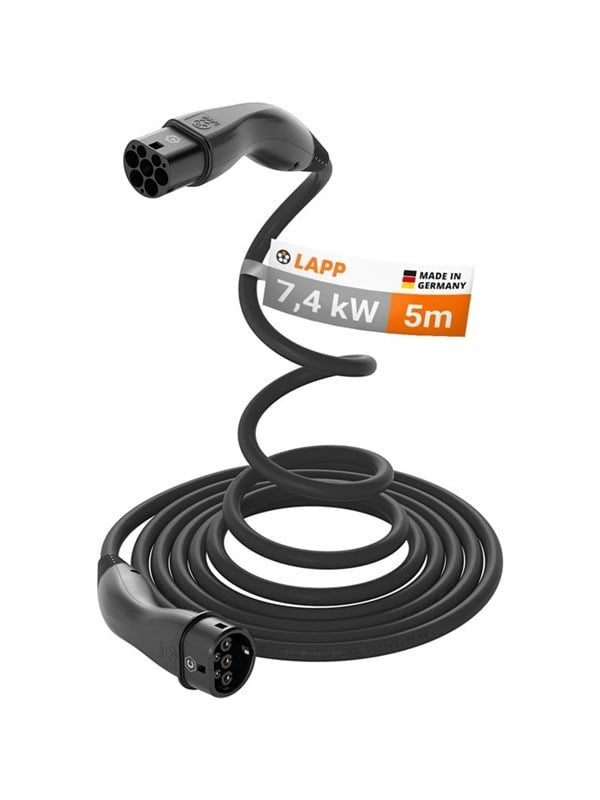 LAPP MOBILITY HELIX laddkabel Typ 2, upp till 7,4 kW, m, svart (5555935002) 32 A, 1-fas, för laddning av hybrid- och elbilar med Typ 2-anslutning