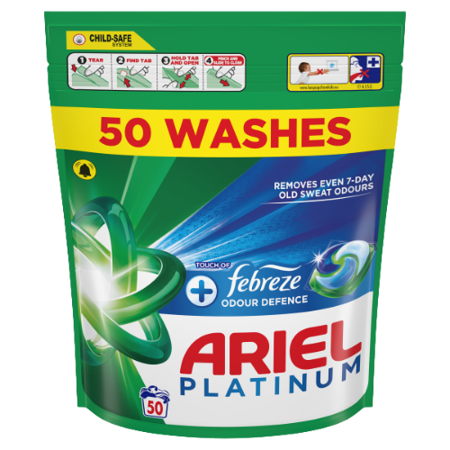 Ariel Platinum + Febreze Odour Defence Pyykinpesukapselit - 50 Kpl
