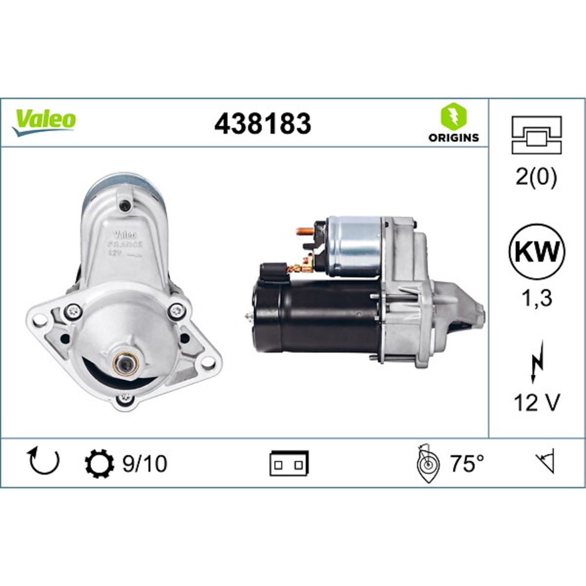 Käynnistysmoottori VALEO 438183